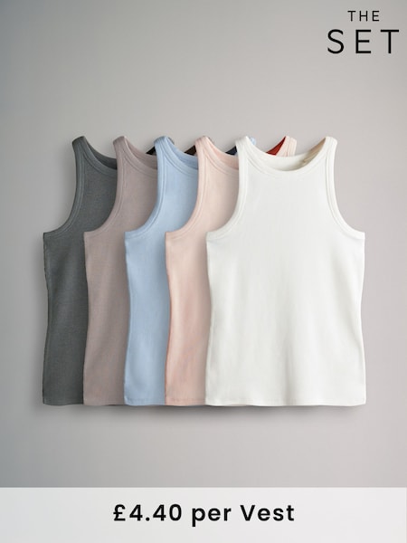 The Set Ribbed Racer Vests 5 Pack (AJ8138) | €35