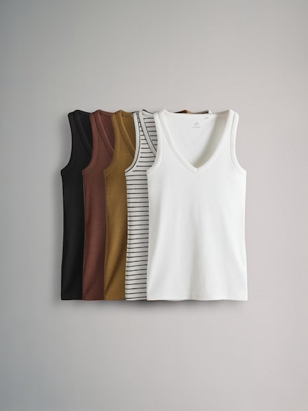 The Set 5 Pack V-neck Ribbed Vests (AJ8139) | €33