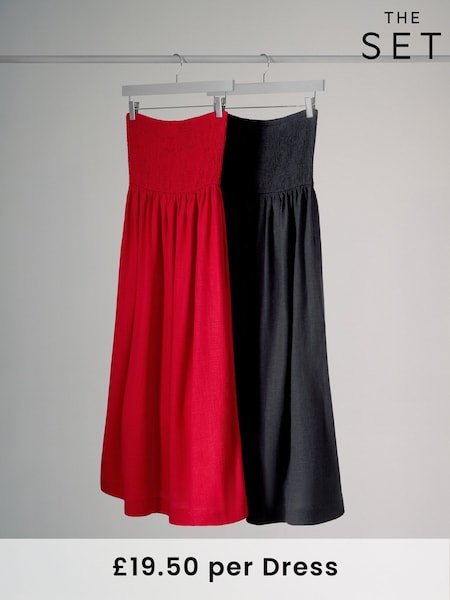 The Set 2 Pack Bandeau Maxi Dresses with Linen (AJ8178) | R$ 385