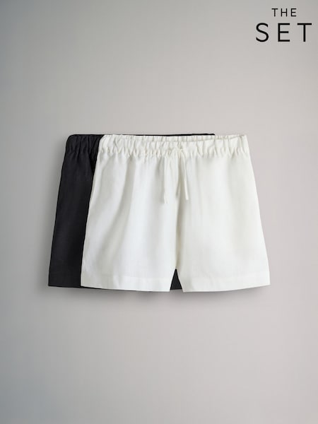 The Set Black/White 2 Pack Linen Blend Shorts (AJ8187) | €45