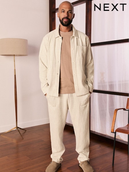 Neutral Ecru Stripe Straight Leg Joggers (AJ8215) | €34