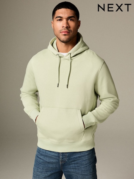 Light Sage Green Regular Fit Rich Jersey Fabric Hoodie (AJ8220) | R$ 285