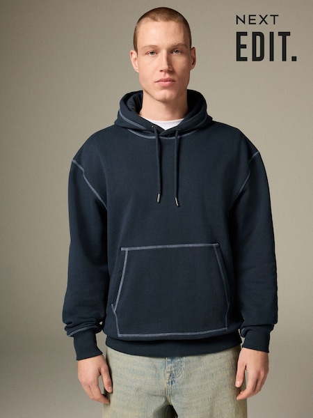 Синій - EDIT Heavyweight Contrast Stitch Hoodie (AJ8225) | 1 300 грн