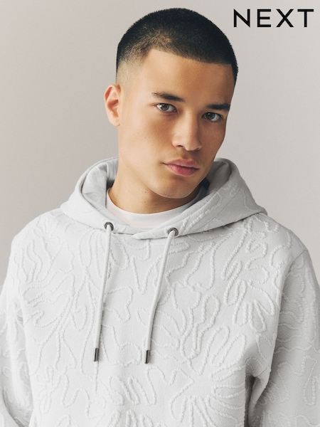 Mid Grey Floral - Floral Texture Hoodie (AJ8273) | 52 €