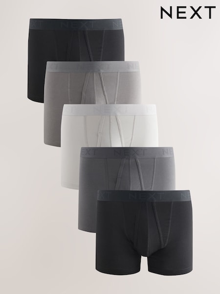 Black/Grey 5 Pack A-Front Cotton Rich Boxers (AJ8313) | AED118