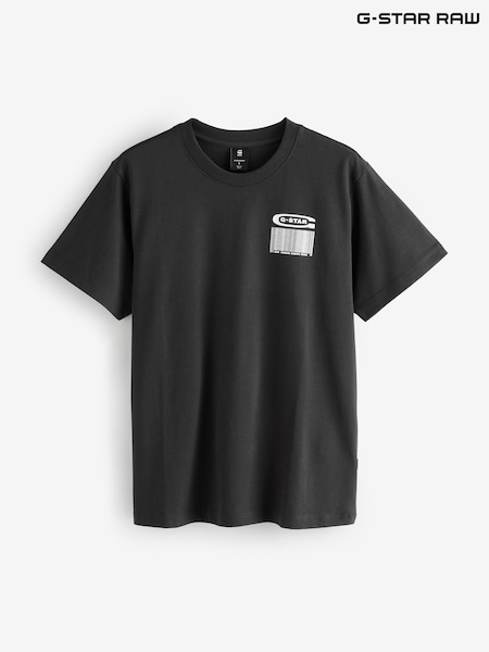 G Star Dark Black Raw Barcode Back Print 100% Cotton T-Shirt (AJ8345) | €80