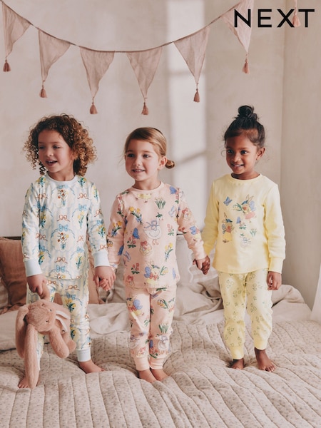 Gelb/Blau - Bunny Snuggle Pyjamas 3 Pack (9mths-8yrs) (AJ8346) | 38 € - 47 €