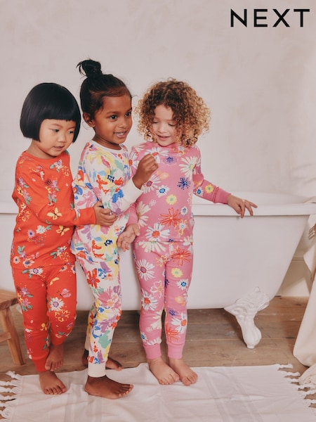 Rojo/rosa - Floral Snuggle Pyjamas 3 Pack (9mths-10yrs) (AJ8347) | 33 € - 41 €