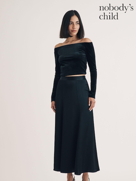 Nobodys Child Black Milo Bias Full Skirt (AJ8403) | 146 QAR