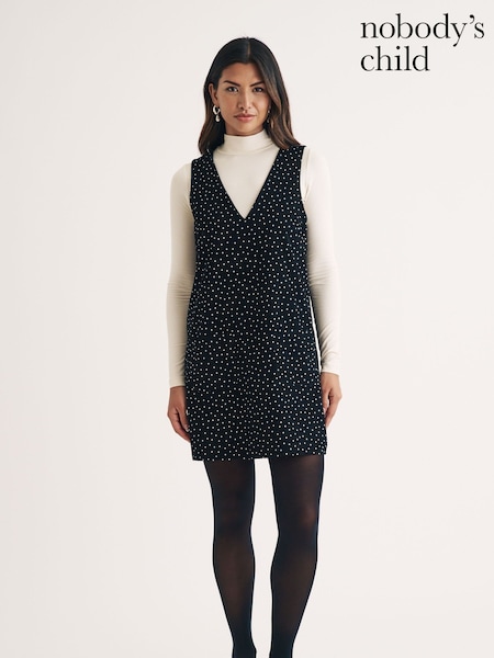 Nobodys Child Black Nobodys Child Piper Pinny Coraline Spot Corduroy Mini Dress (AJ8421) | €45