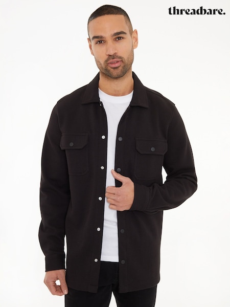 Threadbare Black Twill Button Up 100% Cotton Shacket (AJ8427) | €46