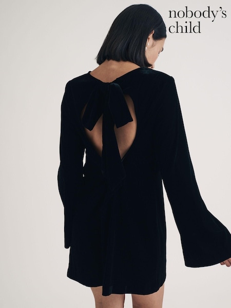 Nobodys Child Jolene Velvet Mini Dress With Tie Bow Back (AJ8429) | €73