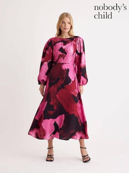 Nobodys Child Nobodys Child Zora Pink Floral Printed Midi Dress (AJ8430) | ‏45 د.ك.‏