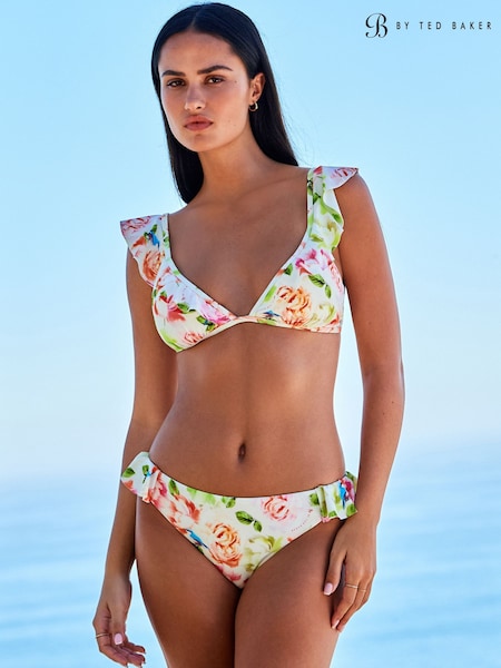 B by Ted Baker Cream Floral Frill Triangle Bikini (AJ8483) | ‏181‏₪