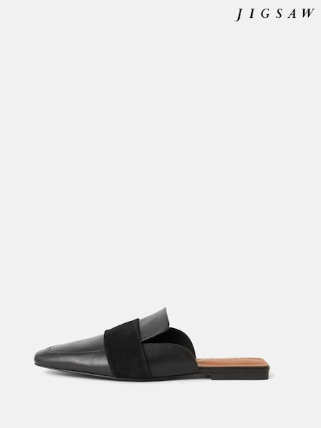 Jigsaw Black Backless Loafers (AJ8494) | AED489