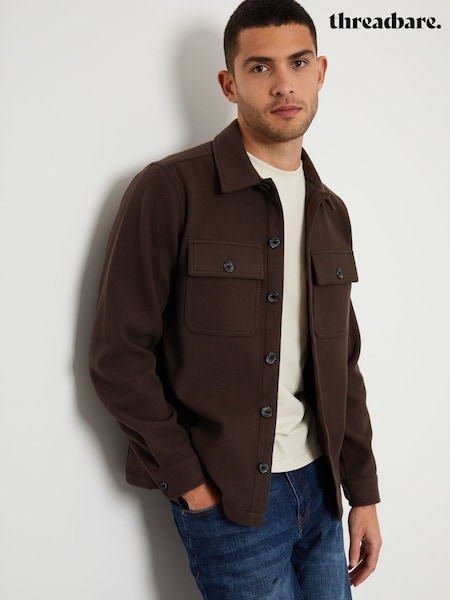 Threadbare Brown Faux Fur Wool Button Up Shacket (AJ8496) | €24