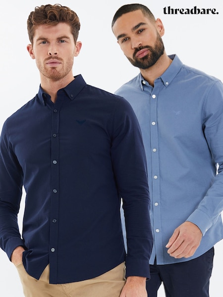 Threadbare Oxford Long Sleeve 100% Cotton Shirts 2 Pack (AJ8500) | 64 €