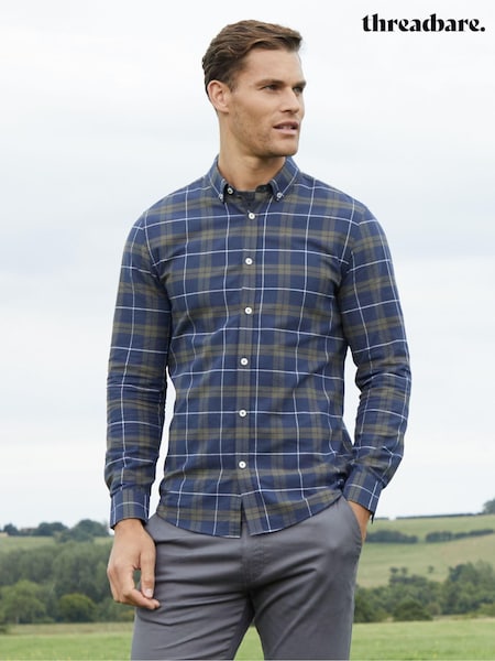 Threadbare Blue Long Sleeve Check 100% Cotton Shirt (AJ8511) | €19