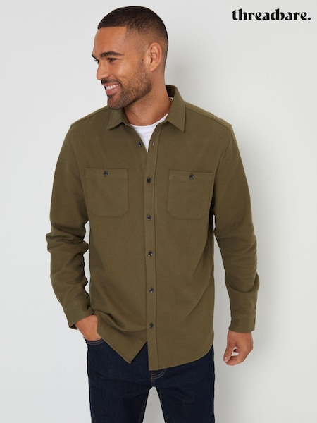 Vihreä - Threadbare Brushed Flannel Long Sleeve 100% Cotton Shirt (AJ8514) | €47