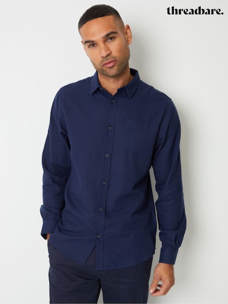 Threadbare Blue Brushed Long Sleeve Flannel 100% Cotton Shirt (AJ8525) | €16