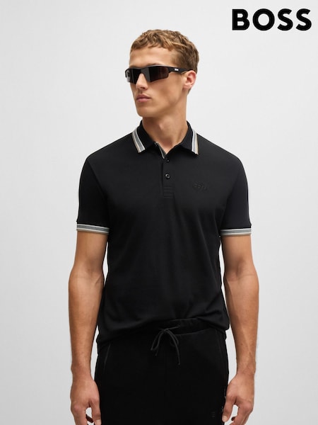 BOSS Black 100% Cotton Piqué Contrast Logo Paddy Polo Shirt (AJ8528) | €113