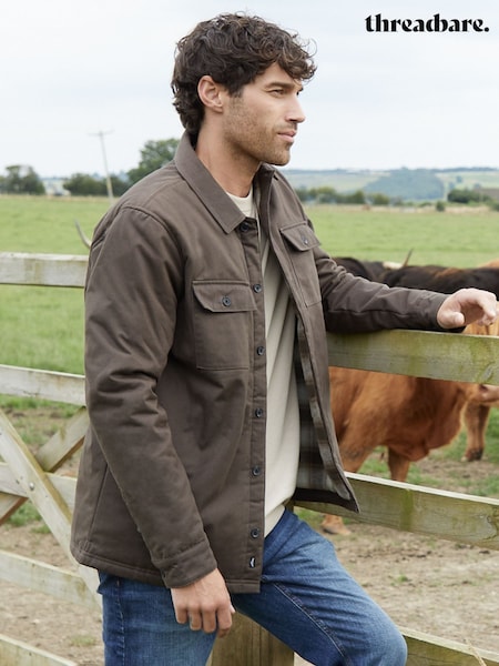 Threadbare Brown Check Lined Cotton Shacket (AJ8532) | €23