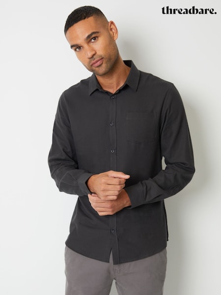Threadbare Grey Brushed Long Sleeve Flannel 100% Cotton Shirt (AJ8535) | €16