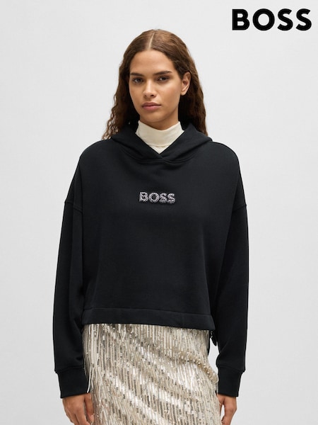 BOSS Black Crystal Logo Hoodie in 100% Cotton Terry (AJ8540) | €137