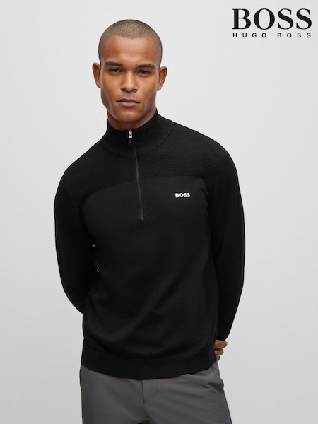 BOSS Black Branded Quarter Zip Dry-Flex Fabric Sweater (AJ8555) | LEI 1,333