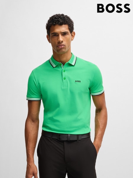 BOSS Green 100% Cotton Piqué Contrast Logo Paddy Polo Shirt (AJ8577) | €79