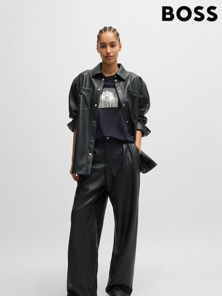 BOSS Black Snap Button Jacket In Faux Leather (AJ8596) | €175