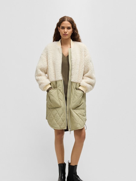 BOSS White Mixed Material Liner Jacket With Two Way Zip (AJ8616) | €267