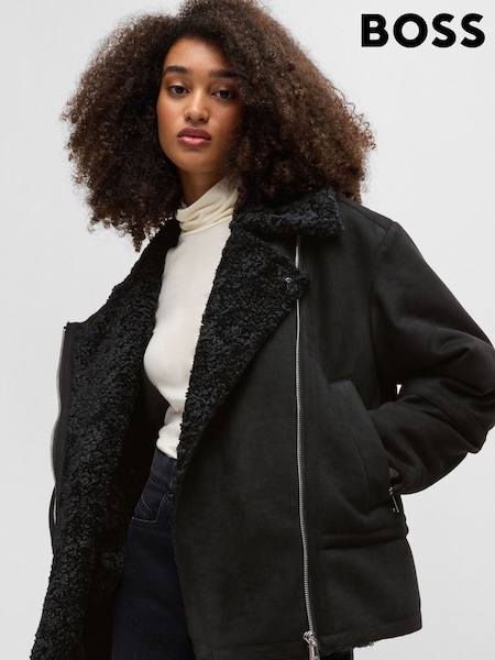BOSS Faux Shearling Coat in Faux Suede (AJ8619) | 1,625 LEI