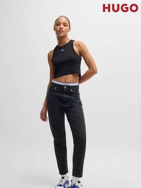 HUGO Black Tapered Fit Jeans in Rinse Wash Denim (AJ8647) | €65