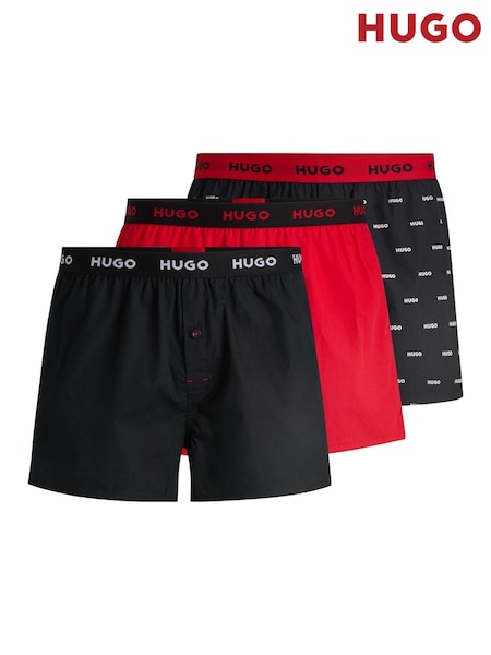 HUGO Red 100% Cotton Logo Waistband Boxer Shorts 3 Pack (AJ8673) | AED172