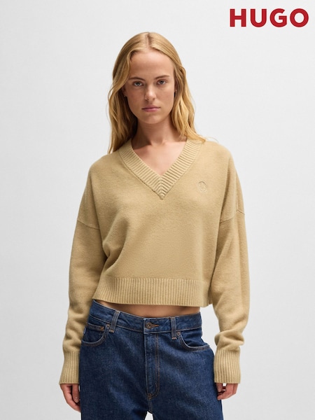 HUGO Natural Relaxed Fit Smiley Face Logo Sweater (AJ8675) | €99