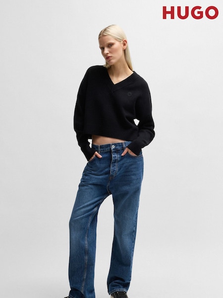 HUGO Black Relaxed Fit Sweater With Smiley Face Logo (AJ8676) | €99