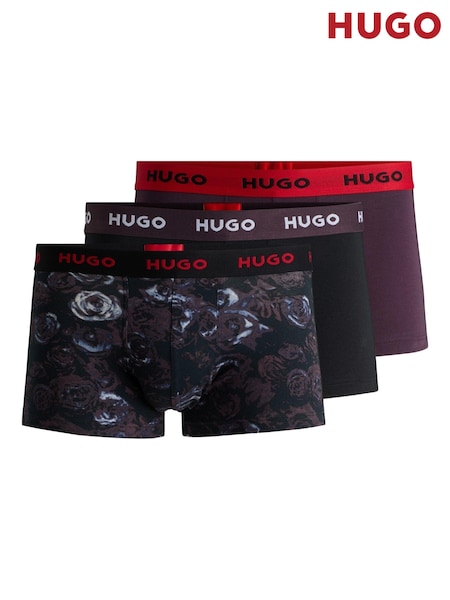 HUGO Red Cotton Logo Waistband Trunks 3 Pack (AJ8682) | AED122