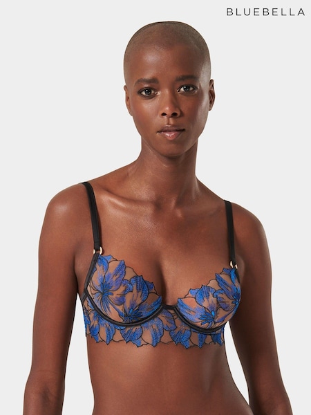Bluebella Blue Lyandra Plunge Underwired Floral Embroidery Longline Bra (AJ8761) | €37