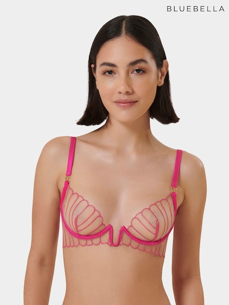 Bluebella Pink Imogen Plunge U-Wire Underwired Mesh Bra (AJ8767) | €26
