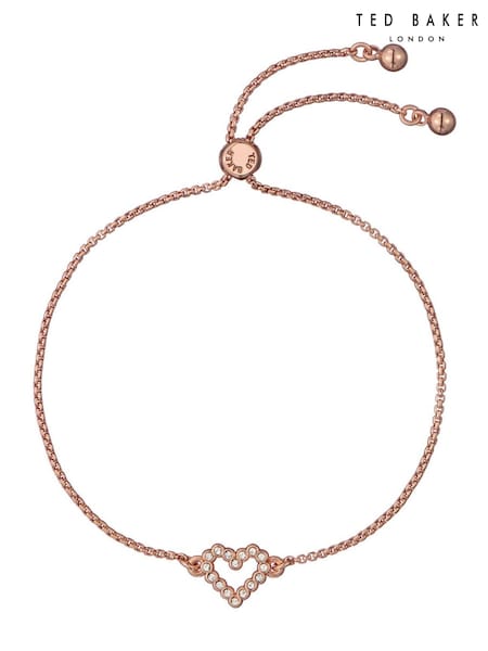 Ted Baker Pink Tone Amorita Crystal Halo Heart Adjustable Bracelet (AJ8782) | €43