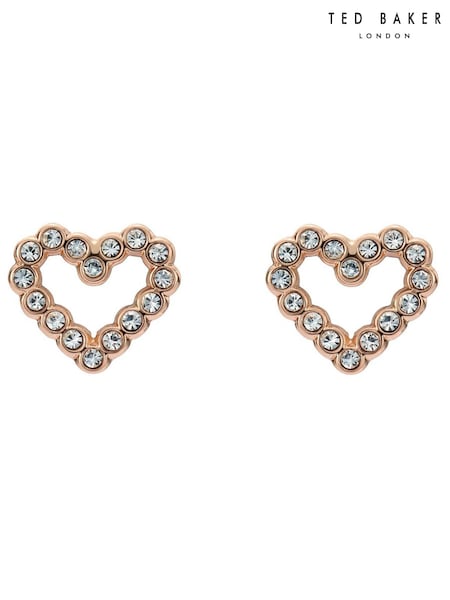 Ted Baker Pink Tone Amorina Crystal Halo Heart Stud Earrings (AJ8787) | €37