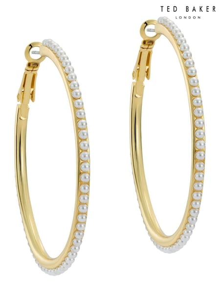 Ted Baker Tone Large Perla Pearl Hoop Earrings (AJ8797) | €79