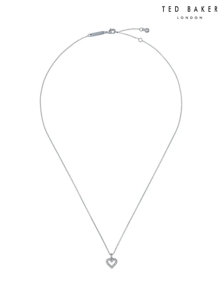 Ted Baker Silver Tone Amore Crystal Halo Heart Pendant Necklace (AJ8798) | €39