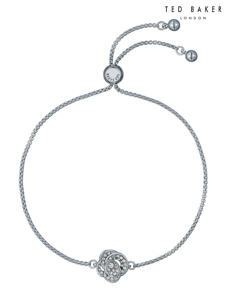 Ted Baker Silver Tone Florina Crystal Flower Adjustable Bracelet (AJ8800) | €50