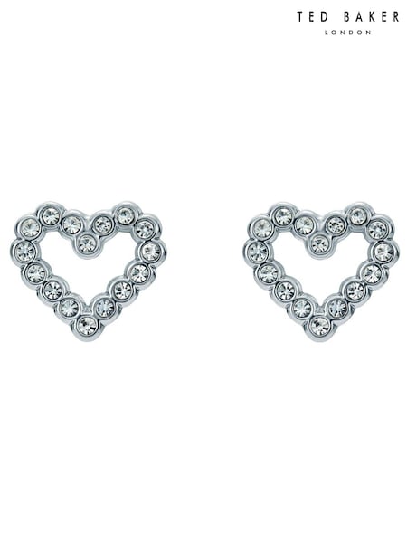 Ted Baker Silver Tone Amorina Crystal Halo Heart Stud Earrings (AJ8806) | €37