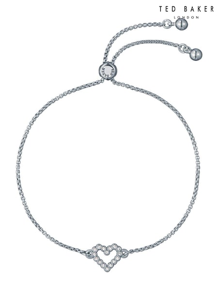 Ted Baker Silver Tone Amorita Crystal Halo Heart Adjustable Bracelet (AJ8807) | €43