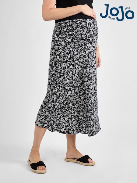 JoJo Maman Bébé Black Floral Maternity Midi Skirt (AJ9007) | €57