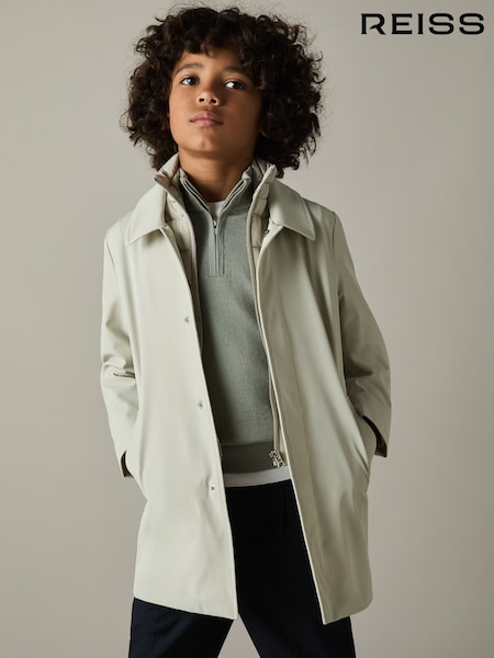 Reiss Herb Green Blackhall 9-13 yrs Merino Wool Half-Zip Funnel Neck Jumper (AJ9010) | €58