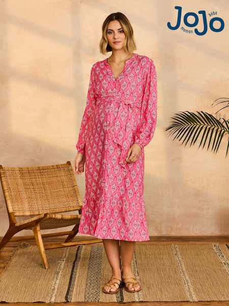 JoJo Maman Bébé Button Through Maternity Midi Dress With Tie (AJ9012) | ‏288 د.إ.‏